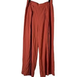 John Mark Flowy Pants Womens 10 Orange Wide Leg Pull on Cotton